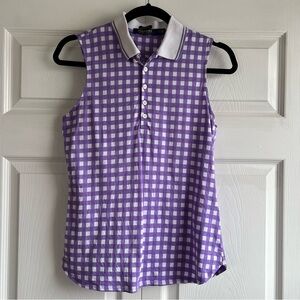 Ralph Lauren Golf Polo Tailored Fit Pique Logo Purple Gingham S Golf Pickleball‎